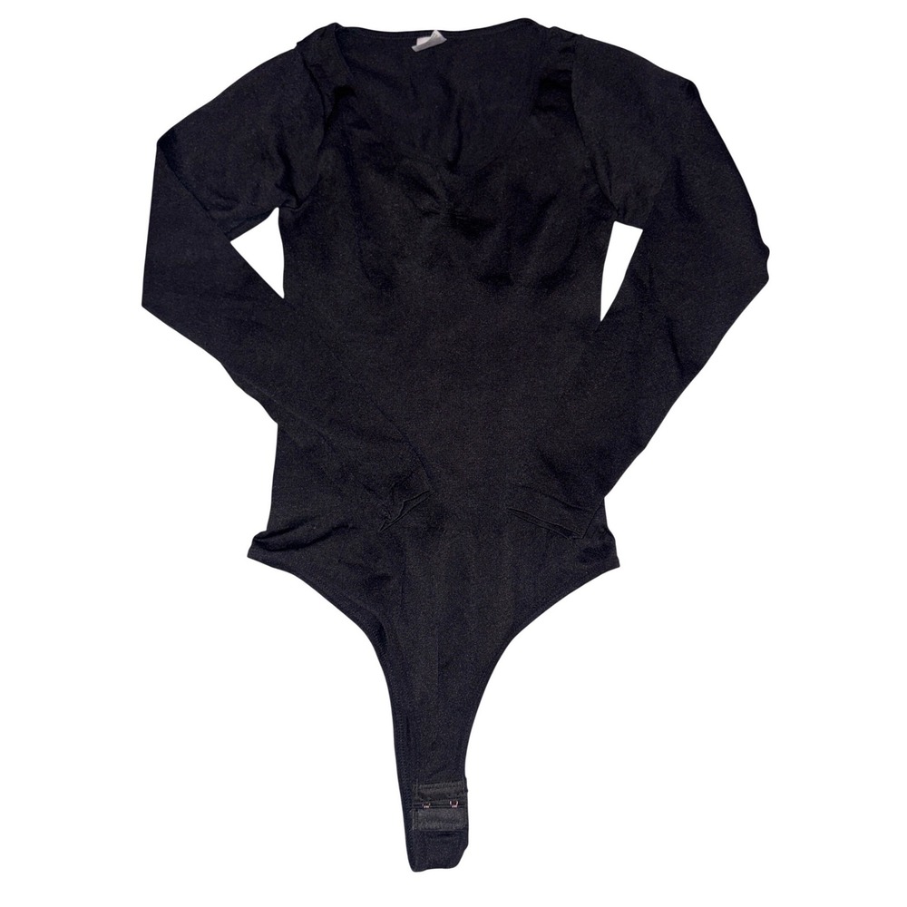 NEW Black Long Sleeve Shapewear Thong Bodysuit Seamless Sculpting Top Size S